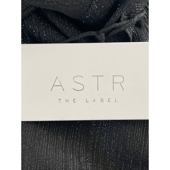 ASTR THE LABEL Arielle Ruffled Black Shimmer Slit Front Maxi Dress S NWT $120 - Picture 5 of 14